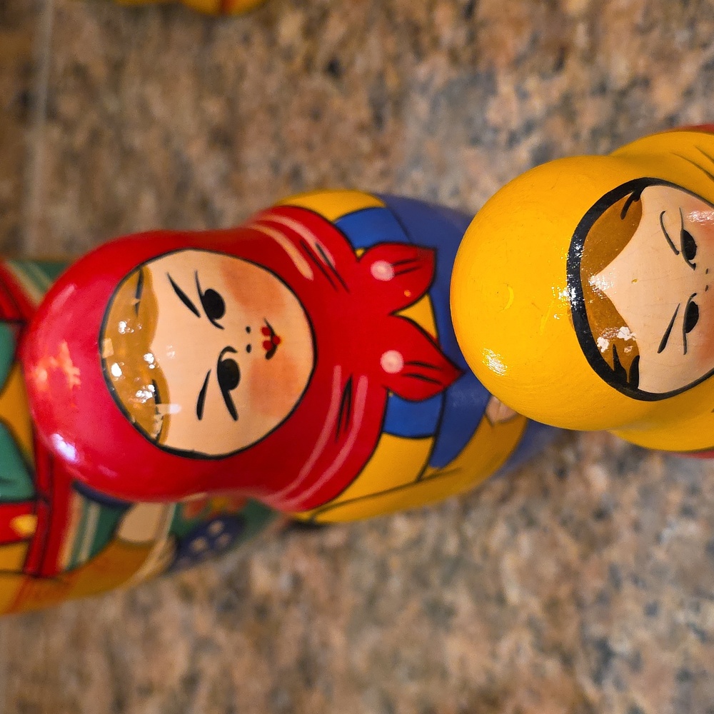 3 Russian Wooden Nesting Dolls - Picture 6 of 11